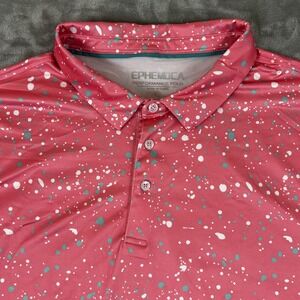 Ephemoca‎ Polo Shirt Mens 3XL Pink Performance Golf Paint Splatter Short Sleeve